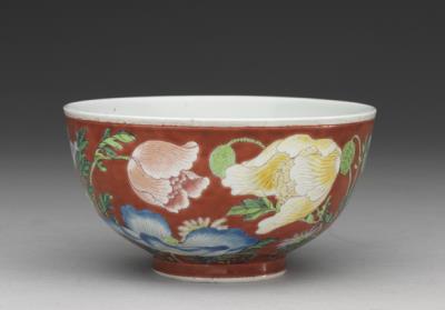 图片[2]-Bowl with poppies on a red ground in painted enamels, Qing dynasty, Kangxi reign (1662-1722)-China Archive